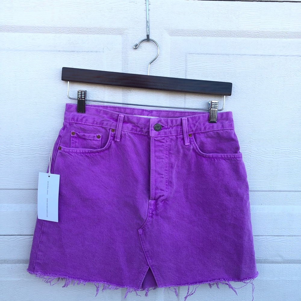 NWT GRLFRND Skirt Denim Milla Electric Purple Mini - Picture 2 of 9